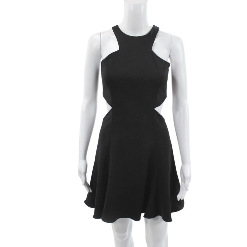 Jay Godfrey Women Fit & Flare Halter Sleeveless Black Knee Length Dress Size 2